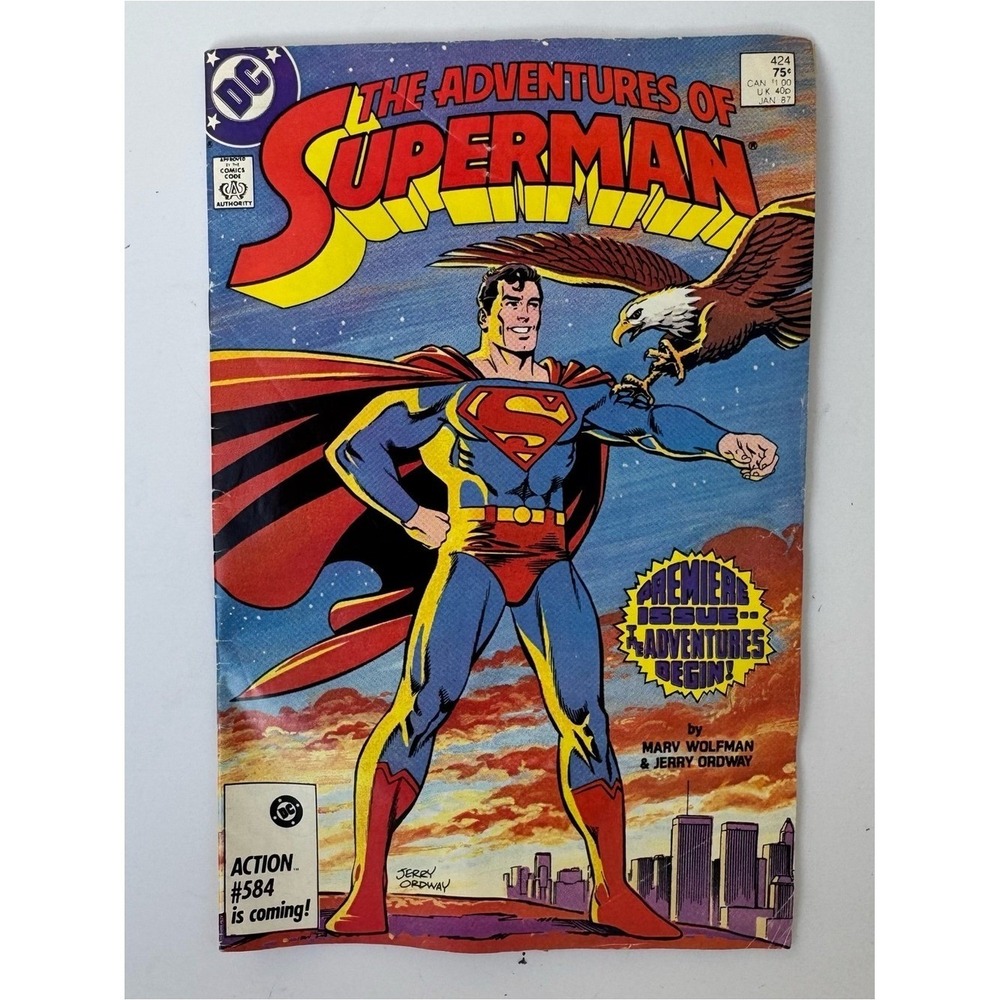 VTG 80s DC Comics The Adventures of Superman Jan 1987 Comic Book Wolfman Ordway